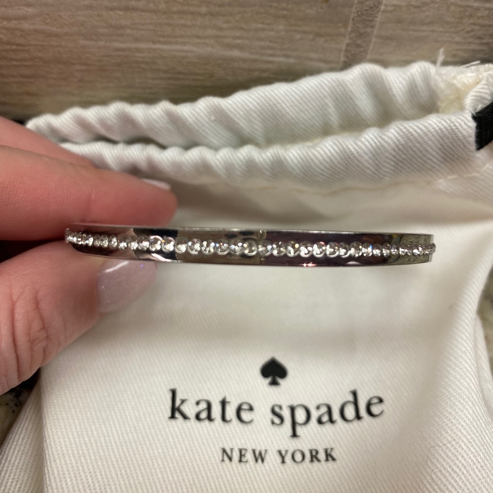Kate Spade Silver Tone/Crystal Hinged Bracelet